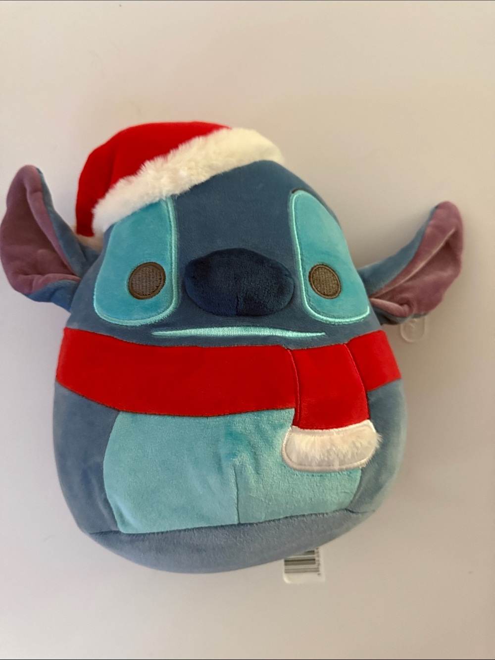 Disney Blue Stitch Holiday Plush with Red Scarf & Santa Hat